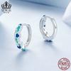 Evelle nuevo azul verde circonita finamente triturada hebilla de oreja plata de ley s925 chapado en platino aretes joyería mujer