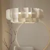 Lustre de sala de estar estilo francês Qiguan, luminária de quarto estilo japonês creme simples, luminária de jantar wabi-sabi de designer