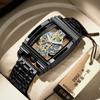 Moda Barril Motocicleta Tira de Engranaje Reloj Hueco Tourbillon Reloj de Cuero para Hombre Personalizado Impermeable Luminoso Transfronterizo