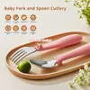 Vajilla Infantil Set Portátil Cuchara Tenedor Acero Inoxidable 304 Vajilla para Alimentación Infantil Bebé Dibujos Animados Tenedor y Cuchara