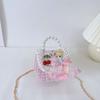 Princesa Estilo Meninas 'Crossbody Bag Popular Candy Color Flor Algodão e Linho Meninas 'Shoulder Bag Pearl Chain Handbag