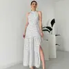 2024 Nuevo Estilo de Verano Europeo y Americano Amazon Transfronterizo Vestido de Mujer Estilo Coreano Cuello Redondo Sin Mangas Abertura en la Cintura