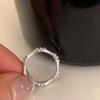 Anillo de bambú con circonita cepillada, ligero, de lujo, nicho, exquisito, de alta gama, con apertura ajustable, para dieta, nueva joyería de moda.