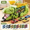 Coche Almacenamiento Ejección Deslizante Tyrannosaurus Rex Transformable Pista Coche de Aleación Juguete Educativo para Niño de Dinosaurio que Traga