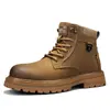 Nuevo estilo de comercio exterior, botas de trabajo de caña alta con cremalleras laterales, forradas de forro polar para hombre, estilo británico, que aumentan la altura, de media pantorrilla, cálidas, y botas de nieve