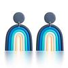 Pendientes de Arcilla Suave Color Arcoíris Transfronterizos Geométricos en Forma de U Arcilla de Alfarería Pendientes Europeos y Americanos Temperamento Pendientes Macaron Explosiones de Instagram