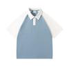 Camiseta de Manga Corta de Algodón Puro para Primavera y Verano 2024 para Hombre y Mujer, Camisa Polo con Bloques de Color Raglán, Capa Base para Mujer con un Diseño a la Moda