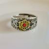 Nuevo Anillo de Pareja de Seis Caracteres Verdaderos Transfronterizo Agresivo para Hombre Anillo de Piedra Incrustada de Personalidad de Moda Anillo Retro Ajuste de Apertura