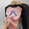 Camiseta de manga larga cálida con bloques de color, cuello redondo, para niños de tamaño mediano a grande, Otoño/Invierno 2026, top básico versátil casual para niñas