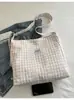 Bolso de Hombro con Tela de Color Contrastante, Estampado de Cuadros, Elegante y Fresco, Nuevo Estilo Coreano Primavera/Verano 2026, Lona Casual, Diseño Simple