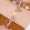Nova Pulseira de Amizade Ametista Design de Nicho ins Doce Leve Luxo Simples Versátil Presente de Aniversário Estilo ins