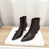Botas skinny de salto alto botas femininas retrô 2026 nova chegada fivela botas de tornozelo pequenas botas de outono de cano curto bico fino salto fino botas femininas