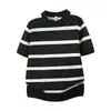 Nova Camiseta de Tricô de Manga Curta de Verão para Homens, Listrada Estilo Retro Old Money, Seda Gelada para Negócios, Fábrica de Atacado Transfronteiriço de Verão