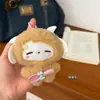 Nuevo llavero colgante de ovejita linda que chirría con los ojos entrecerrados, adorable accesorio para bolso con forma de oveja y cuchara, venta al por mayor de regalos
