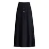 Falda de Punto de Longitud Media para Mujer en Invierno Nueva Falda de Cintura Alta de Longitud Media Línea A Elegante Casual de Gama Alta Falda con Dobladillo Grande