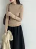 Camiseta Básica Redonda Simple Luxi para Mujer, Nueva Colección Otoño 2026, Ajustada Elástica de Manga Larga Top 2049