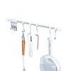 Estante de ganchos de riel deslizante sin perforación, barra de ganchos deslizantes adhesiva, estante de ganchos para gabinete de cocina detrás de la puerta, herramienta de almacenamiento para utensilios de cocina