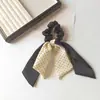 Elástico de Cabelo Fita com Laço Estilo Chanel, Acessório Simples para Rabo de Cavalo Que Adiciona Volume, Elástico de Cabelo Fashion para Coque de Menina