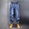 Jeans Casual Versátil para Homens da Primavera e Outono Joggers Roupa de Trabalho Masculina Cintura Elástica Confortável Calças Harem Longas Masculinas