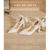 Zapatos de tacón alto estilo francés para mujer, verano 2023, diseño único, cómodos para los pies, adecuados para damas de honor y bodas, zapatos de novia de doble uso