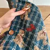 Pijama de Niña a Cuadros Marrones con Oso, Conjunto de Cárdigan con Cuello de Encaje para Primavera y Otoño, Ropa de Casa para Dormitorio de Estudiantes