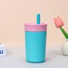 Cross-border 12oz dupla camada de aço inoxidável isolamento café copo tubo de sucção de silicone infantil ao ar livre carro copo frio atacado