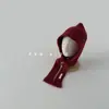 Chapéu Vermelho de Ano Novo, Chapéu Pulôver Quente e Estiloso de Outono e Inverno para Crianças, Chapéu Versátil Unissex para Bebê de Cor Sólida com Proteção para as Orelhas