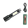 Lanterna LED portátil de alto brilho transfronteiriça, longo alcance para exterior, multifuncional para uso doméstico, bateria de lítio recarregável integrada tipo-c