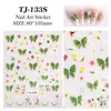 Adesivos de Unha Borboleta Floral Gelatina 5D Em relevo Estéreo Pequena Borboleta Verde Fresca Adesivos de Unha Joia Estilo Tj