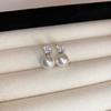 Aretes de Arco Plisado en Forma de U de Zirconia Aguja de Plata Aretes de Tuerca de Plata Simples Nicho Elegantes