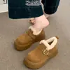 Sapatos Birkenstock Autênticos de Couro com Solado Grosso Totalmente Fechados com Lã Espessa Quente Sapatos de Algodão Femininos Botas de Neve de Inverno Sapatos de Pelo de Lã de Cordeiro