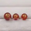 Ágata Vermelha e Preta Natural Vidro Transparente Dourado Galvanizado Bagua Contas Soltas Contas Redondas Acessórios Vidro Atacado 8-14mm