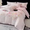 Conjunto Floral Grande de Quatro Peças Algodão Escovado Espesso 100% Algodão Algodão Puro Rosa Quente Amigo da Pele Capa de Edredom Roupa de Cama Master Bedroom Nantong 4