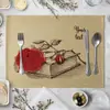 Jogo americano de mesa de jantar com estampa floral Tapete de mesa europeu Utensílios de cozinha Guardanapo de mesa ocidental Porta-copos LOGOTIPO