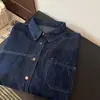 Camisa de mezclilla retro estilo coreano de manga larga para mujer, corte holgado, adelgazante, chaqueta casual versátil para otoño