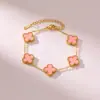 Pulsera popular de trébol de cuatro hojas de 13 mm exquisitamente elaborada, pulsera de cinco flores de nácar de doble cara de 18 quilates para mujer, nueva versión con un toque de alta gama