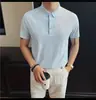 Nova Camisa Polo de Manga Curta de Seda de Gelo para Homens Verão 2026, Camiseta de Negócios de Alta Qualidade Slim Fit com Gola de Lapela, Elástica, Venda Direta