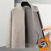 Cárdigan de Punto Rayado con Cuello Alto para Hombre de Otoño e Invierno con Forro Polar Agregado Chaqueta de Suéter Engrosada Casual Cálida Chaqueta Superior para Hombre