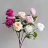 3 Cabezas de Flores Artificiales de Peonía de Alta Gama, Decoraciones para Sala de Estar, Ramos, Flores de Peonía Nuevas Estilo Chino, Flores Artificiales