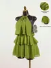 Vestido de Chifón con Capas Estilo Pastel Cuello Halter Color Vino Tinto Transfronterizo Puro Deseo Chica Caliente Vestido Corto Estilo Vacaciones Ropa de Mujer Comercio Exterior Al por Mayor