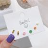 Versión coreana de S925, conjunto de pendientes pequeños de color caramelo con aguja de plata para chica dulce, estudiante, exquisitos pendientes de verano de 3 piezas para mujer