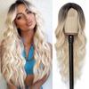 Fabricante en Stock Venta al por Mayor Transfronterizo Europeo y Americano Peluca Pequeña de Encaje con Raya al Medio Cabello Largo Ondulado Grande Rizado Tocado Completo