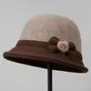 Nuevo sombrero de invierno para mujer para mujeres de mediana edad y mayores, sombrero de pescador de lana cálido y forrado de vellón para señoras, elegante y con estilo