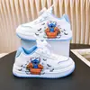 Zapatos Nuevos de Primavera y Otoño 2026 para Niños Pequeños, Niñas y Niños, Tenis Blancos de Cuero de Moda con Dibujos Animados de Caña Media