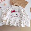 Conjunto de Outono Infantil 2025 Novo Estilo Coreano Desenho Animado Kitty Saia Floral + Calça Legging Bordada Doce Combinando