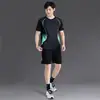 Conjunto Esportivo Masculino Verão Roupas de Fitness Seda Gelada Secagem Rápida Camiseta de Manga Curta Shorts de Treino Respirável Casuais Masculinos Corrida