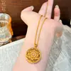 Joias de Latão Banhado a Ouro, Novo Pingente Bússola com Diamante Vermelho Estilo Chinês, Pingente de Corrente para Suéter Bússola Oito Tesouros Vazado Unissex