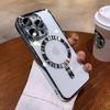 Funda para Teléfono Móvil Apple 18Promax con Succión Magnética, 16 Puertos de Carga, Transparente Electroplateada, Adecuada para iPhone 17 Cubierta Protectora de Película para Lente