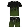 Traje de dos piezas para hombre, camiseta de manga corta con estampado digital, pantalones cortos y talla grande, deportivo, informal, de comercio exterior transfronterizo