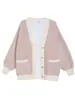 Suéter para mujer de comercio exterior transfronterizo, elegante cuello en V, de un solo botón con bolsillos, abrigo casual versátil, top de color liso a la moda